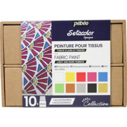 Pebeo Setacolor Opaque Fabric Painting Set 10 x 45ml & Accessories 758481